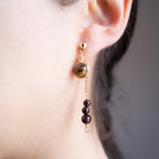 Aretes | ojo de tigre + granate